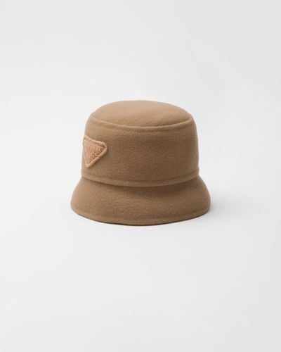 Prada Velour Cloth Bucket Hat - Natural