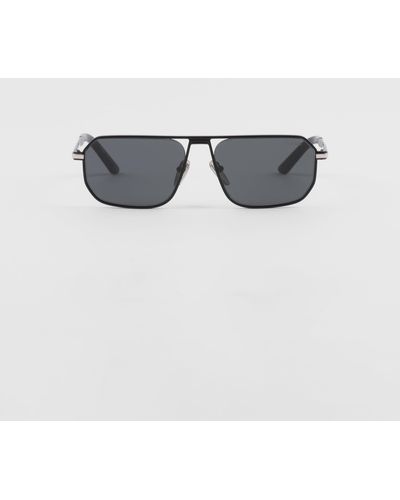 Prada Sunglasses With Iconic Metal Plaque - Grey