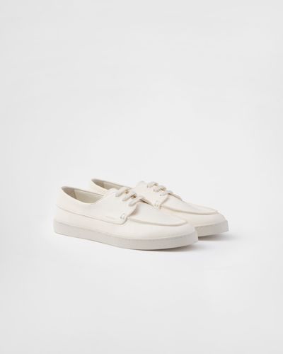 Prada Chaussures À Lacets En Cuir - Blanc