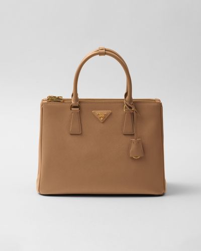 Prada Large Galleria Saffiano Leather Bag - Natural