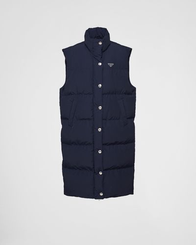 Prada Long Technical Fabric Down Vest - Blue