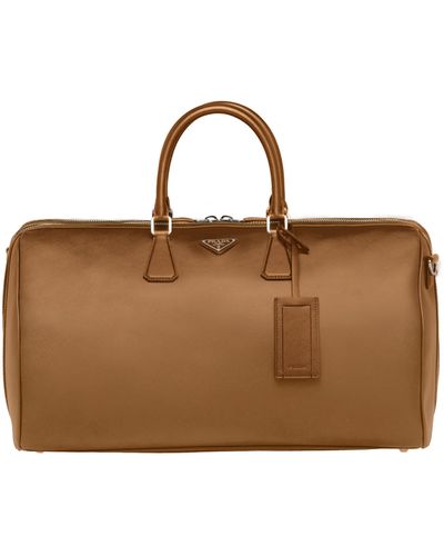 Prada Saffiano Leather Travel Bag - Brown