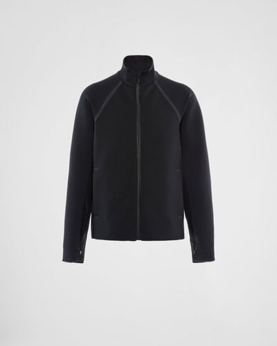 Prada Recycled Double Jersey Zip-Up Jacket - Blue