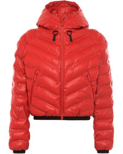 Prada Light Nylon Hooded Puffer Jacket - Red