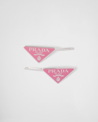 Prada Metal Hair Clips - Pink