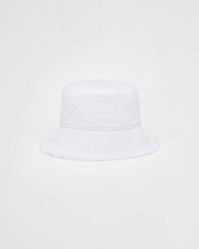 Prada Cappello Da Pescatore In Drill - Bianco