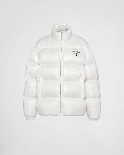 Prada Re-Nylon Hooded Down Jacket - White