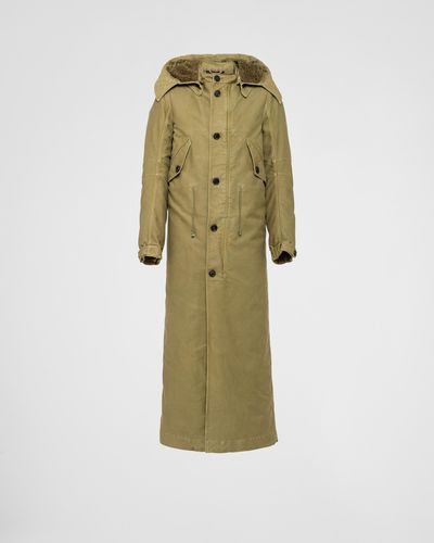 Prada Langer Parka Aus Baumwolle - Grün