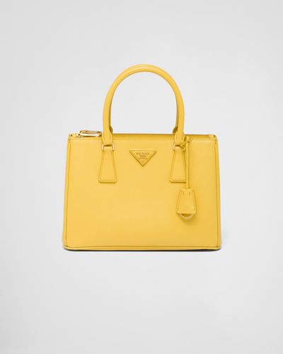 Prada Mittelgroße Galleria Tasche Aus Saffiano-Leder - Gelb