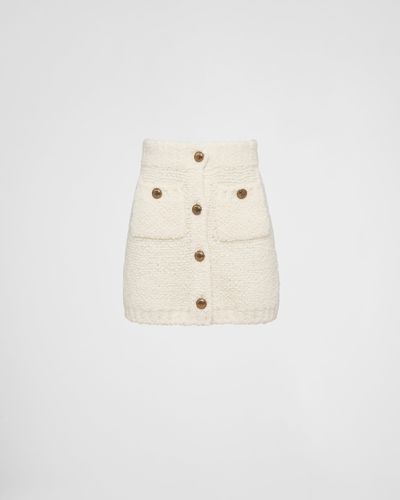 Prada Bouclé Mohair Miniskirt - Natural
