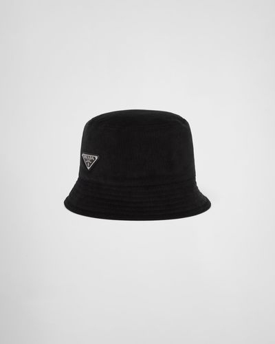 Prada Corduroy Bucket Hat - Black