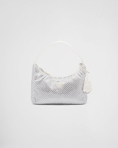 Prada Satin Mini-bag With Artificial Crystals - White