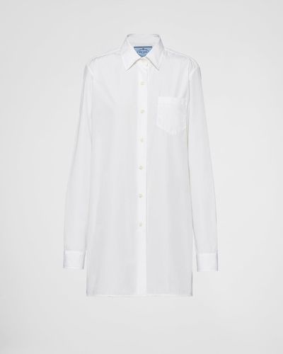 Prada Mini-Hemdkleid Aus Popeline - Weiß