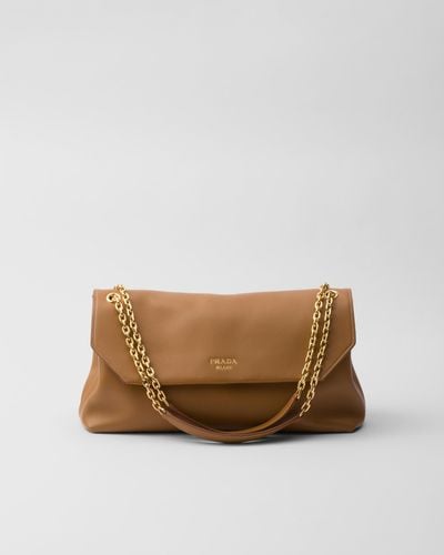 Prada Medium Leather Shoulder Bag - Brown