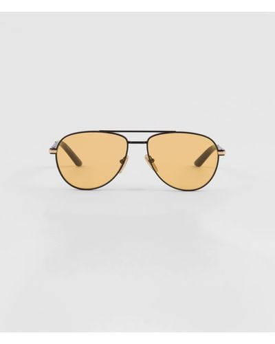 Prada Sunglasses With Iconic Metal Plaque - Metallic
