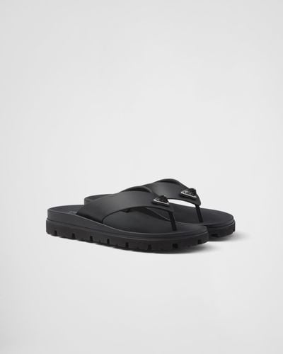 Prada Rubber Thong Sandals - Black