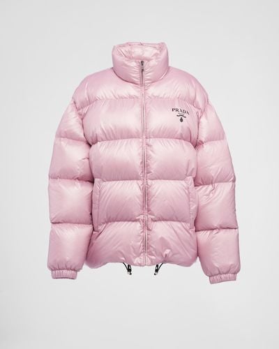 Prada Re-nylon Hooded Down Jacket - Pink