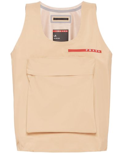 Prada Technical Fabric Top With Large Pocket - Natural