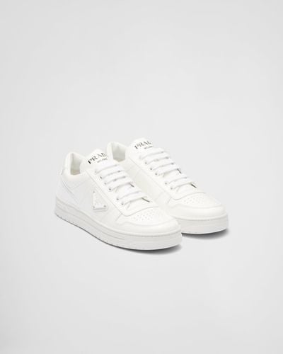 Prada Downtown Patent Leather Sneakers - White