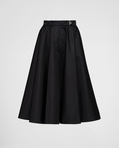 Prada Re-nylon Logo-plaque High-rise Pleated Skirt - Black