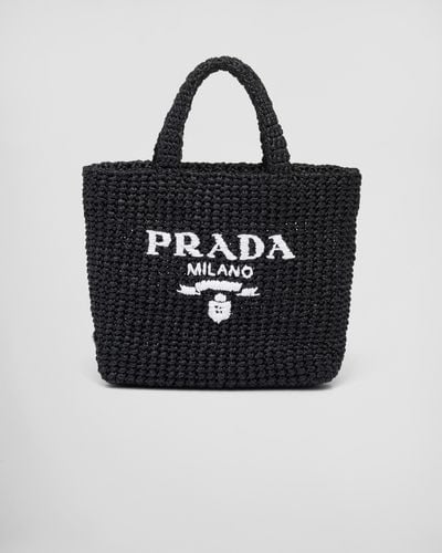 Prada Small Crochet Tote Bag - Black