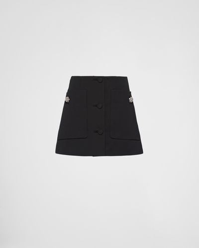 Prada Wool Satin Miniskirt - Black