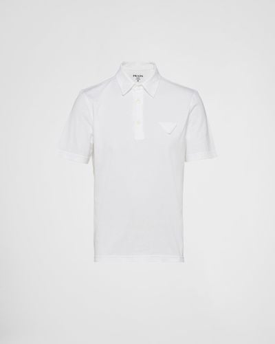 Prada Kurzärmliges Poloshirt Aus Baumwolle - Weiß