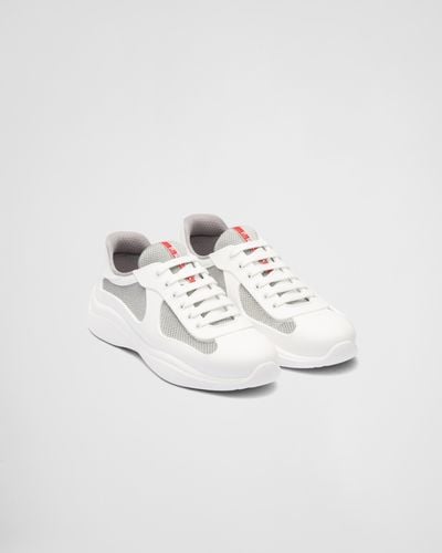 Prada America'S Cup Soft Rubber And Bike Fabric Sneakers - White