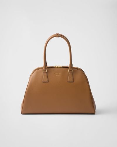 Prada Large Saffiano Leather Bag - Brown