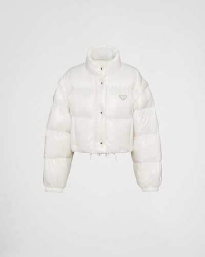 Prada Re-nylon Cropped Down Jacket - White