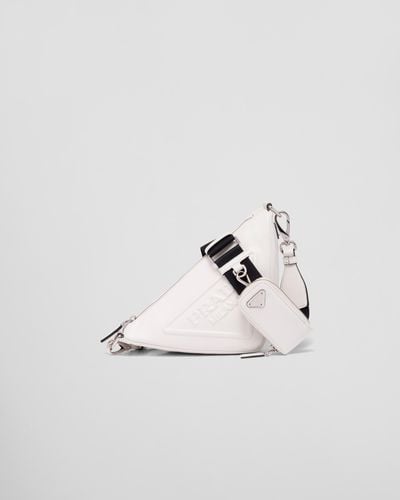 Prada Triangle Leather Shoulder Bag - White