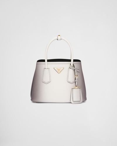 Prada Double Saffiano Leather Mini-Bag - Natural