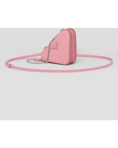 Prada Mini-pouch Aus Saffiano-leder - Pink