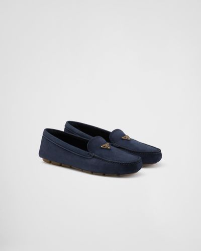 Prada Suede Driving Loafers - Blue