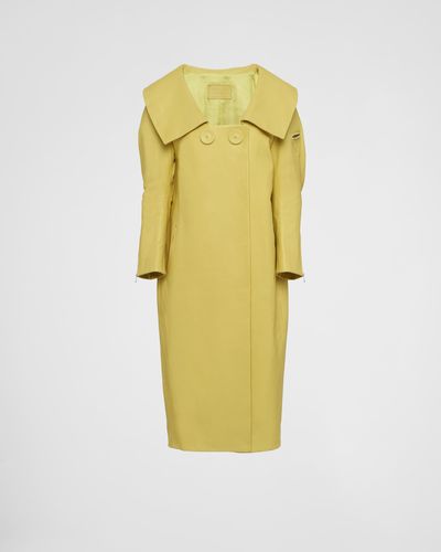 Prada Leather Coat With Wide Collar - Yellow