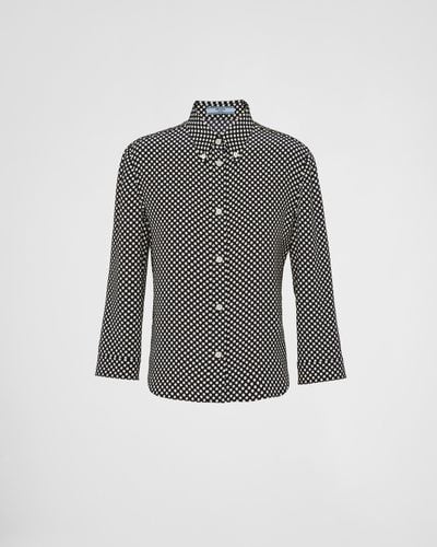 Prada Marocain Polka-Dot Shirt - Gray