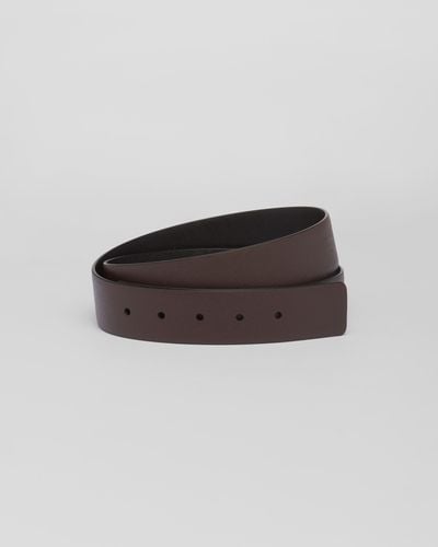 Prada Reversible Saffiano Leather Belt Strap - Brown
