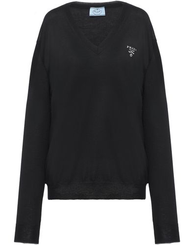 Prada Cashmere V-Neck Sweater - Black