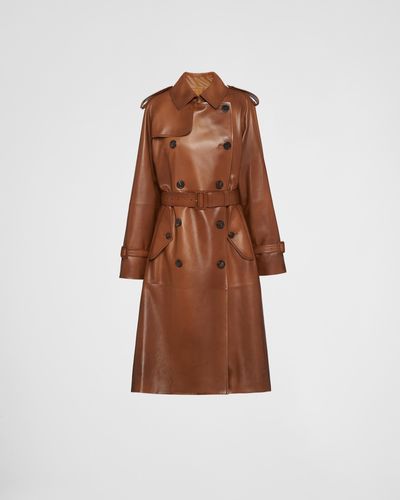 Prada Nappa Leather Trench Coat - Brown