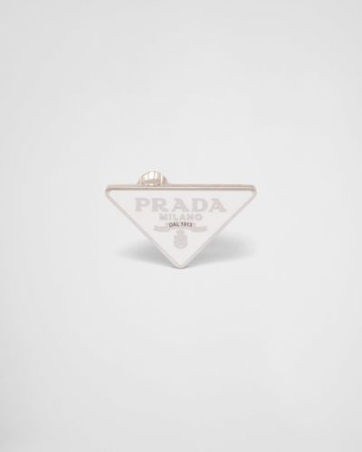 Prada Symbole Clip Left Earring - White