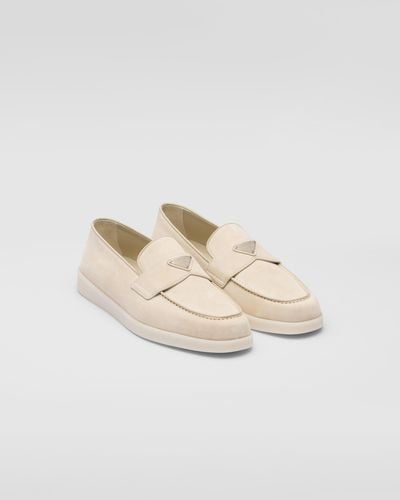Prada Suede Loafers - White