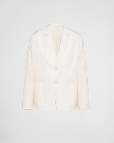 Prada Single-Breasted Silk Jacket - White