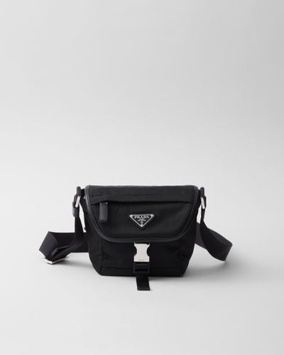 Prada Re-Nylon And Saffiano Leather Shoulder Bag - Black