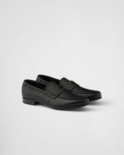 Prada Saffiano Leather Loafers - Black