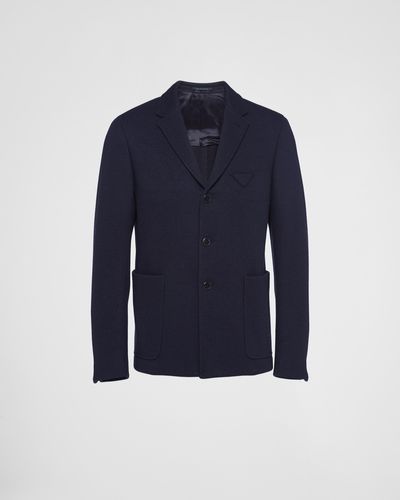 Prada Single-breasted Cashmere And Wool Jacket - Blue