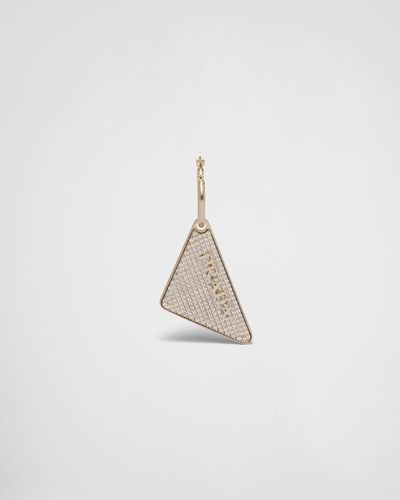 Prada Crystal Logo Jewels Right Earring - Brown