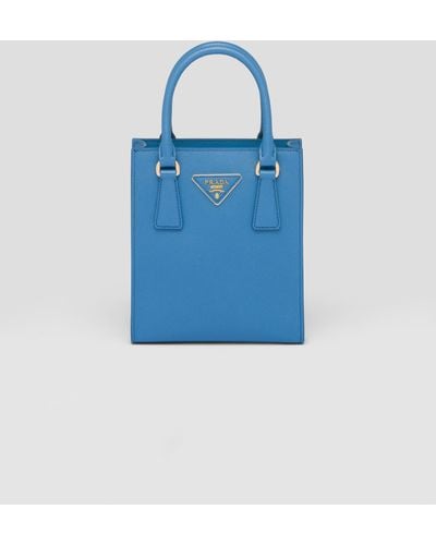 Prada Handtasche Aus Saffiano-leder - Blau