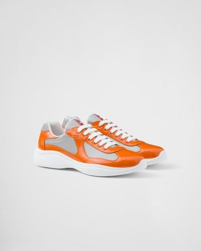 Prada Patent Leather And Technical Fabric America'S Cup Sneakers - Gray