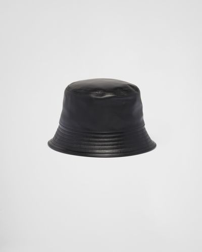 Prada Nappa Leather Bucket Hat - Black