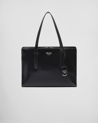 Prada Re-Edition 1995 Brushed-Leather Medium Handbag - Black